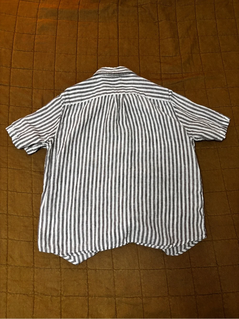 Women’s 100% European Linen Shorts Pajama Set in gray and white with pockets XS